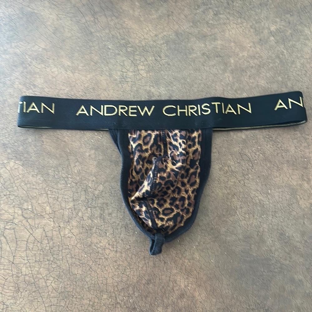 Men’s Andrew Christian leopard thong size small